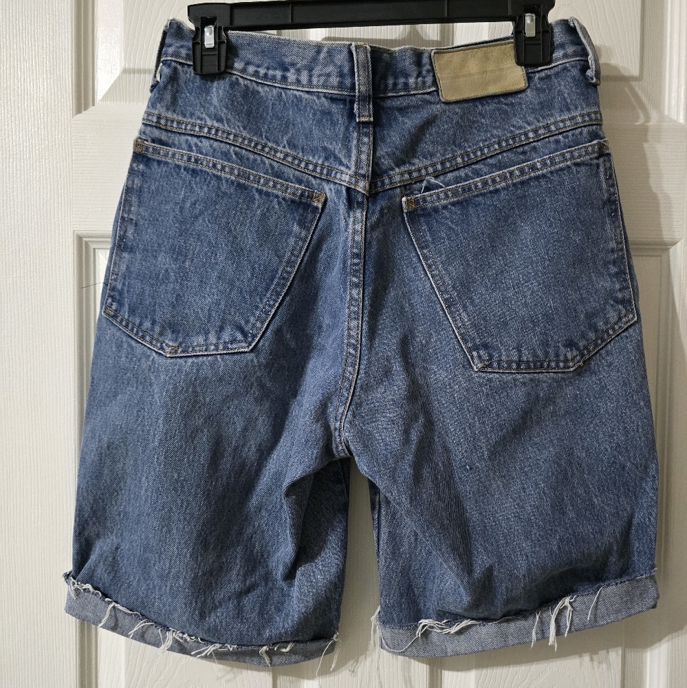Vintage 90s Marithe Francois Girbaud Femme Stonewash Denim Long Cut-Off Shorts. - Picture 6 of 13